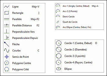 CalculoCAD One - Module dessin - Ligne - Arcs - Cercles